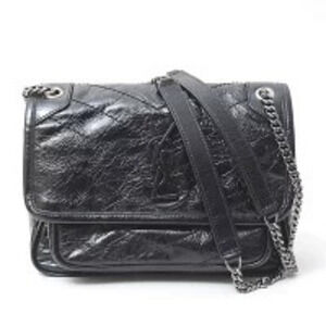 Saint Laurent Chain Shoulder Bag Niki Finish Leather Black